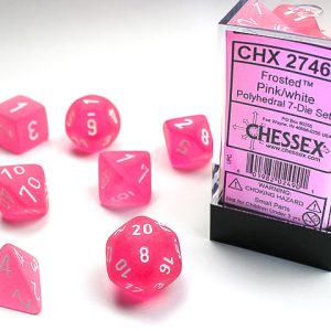 Chessex Dice: Frosted Set Pink/White 7 Piece